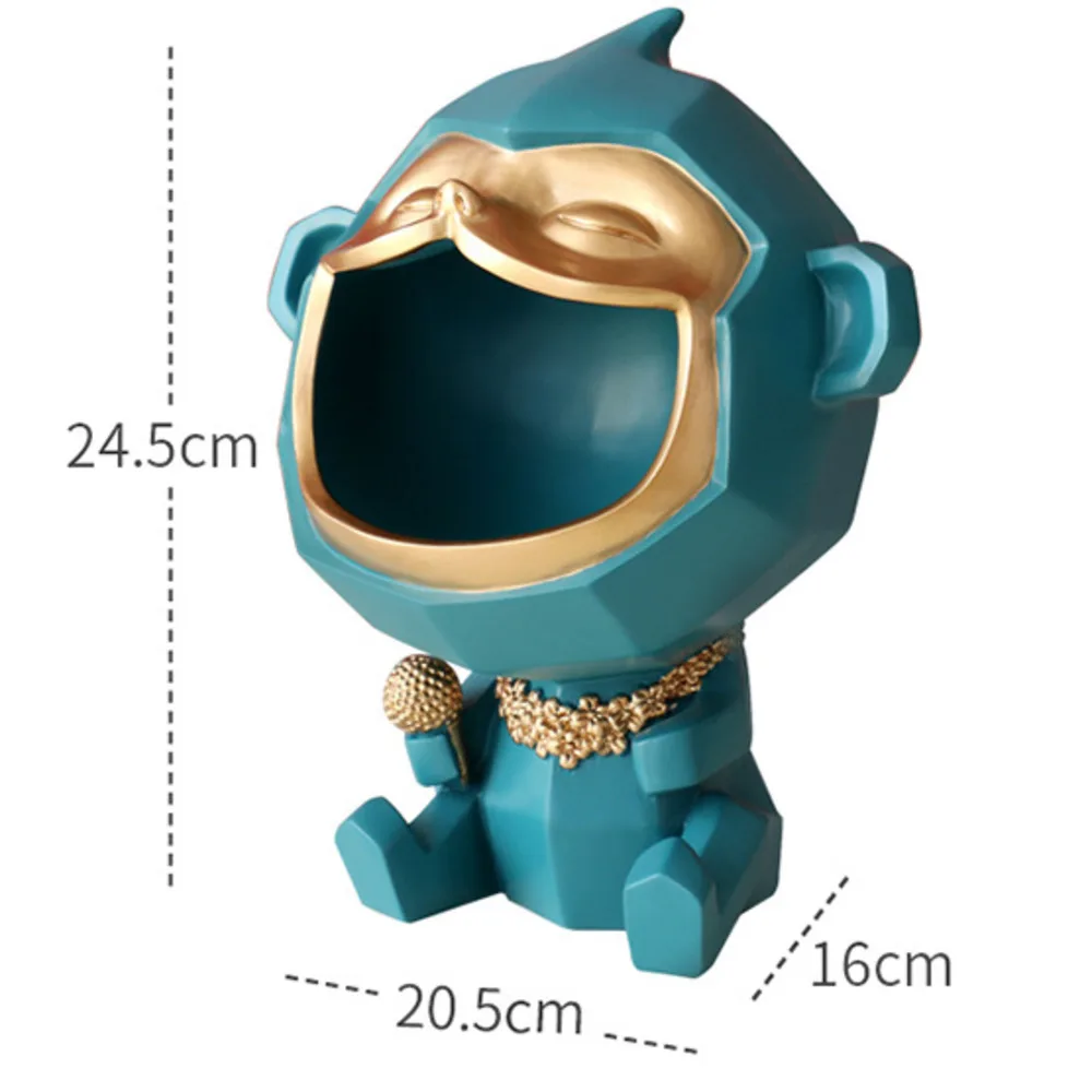 Figurita de mono de boca grande, caja de almacenamiento, decoraci&oacute;n del hogar, escultura de Arte de resina Ornamental, regalo decorativo-5