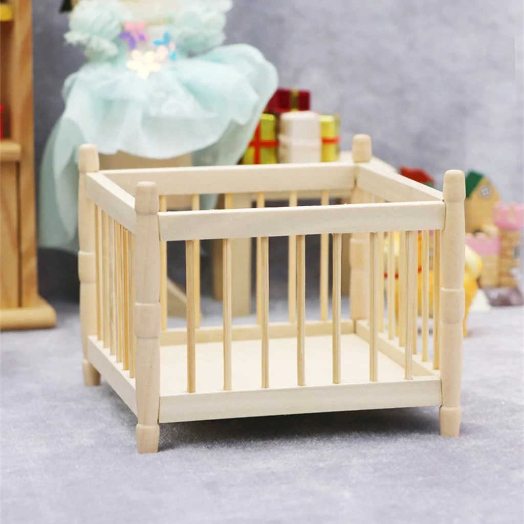 

1/12 Scale Dollhouse Baby Bed Miniature Furniture Model for Girls Boys Ornament for Kids DIY Play Ornament Play Crafts