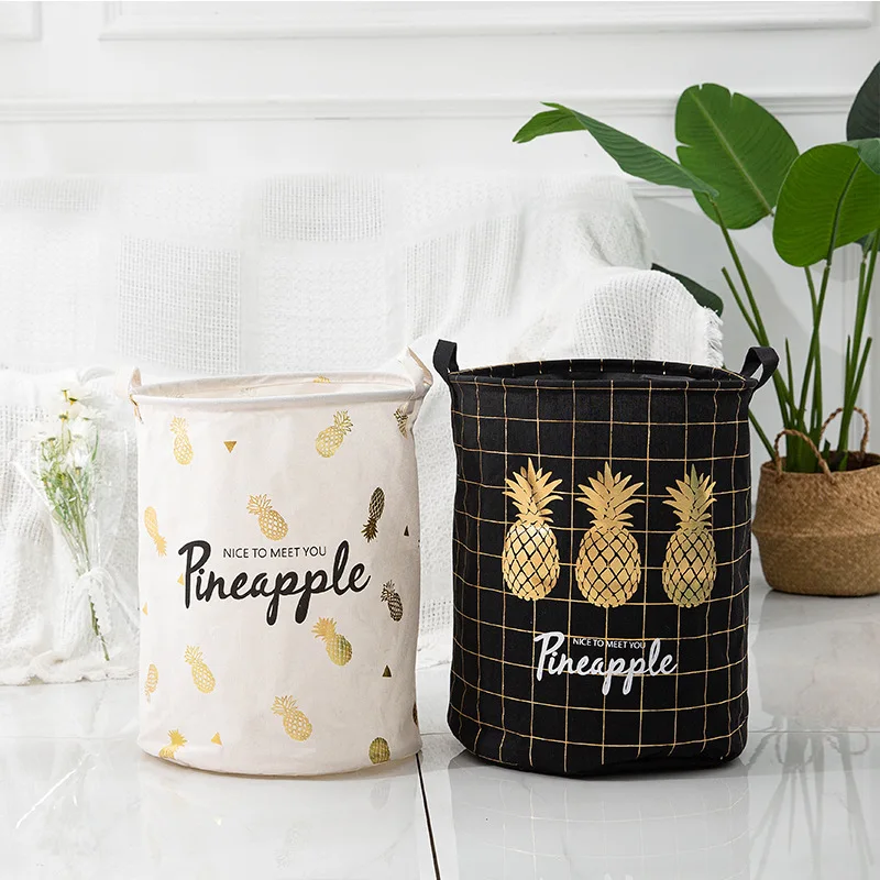 

Folding Linen Laundry Baskets with Handle Round Clothing Storage Organizer Kids Toy Bucket Household Dirty Clothes Storage Bag