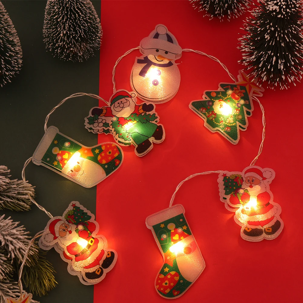 

LED String Lights Cartoon Shape Power Battery Lamp Christmas Tree Pendant New Year Party Ornaments Supplies