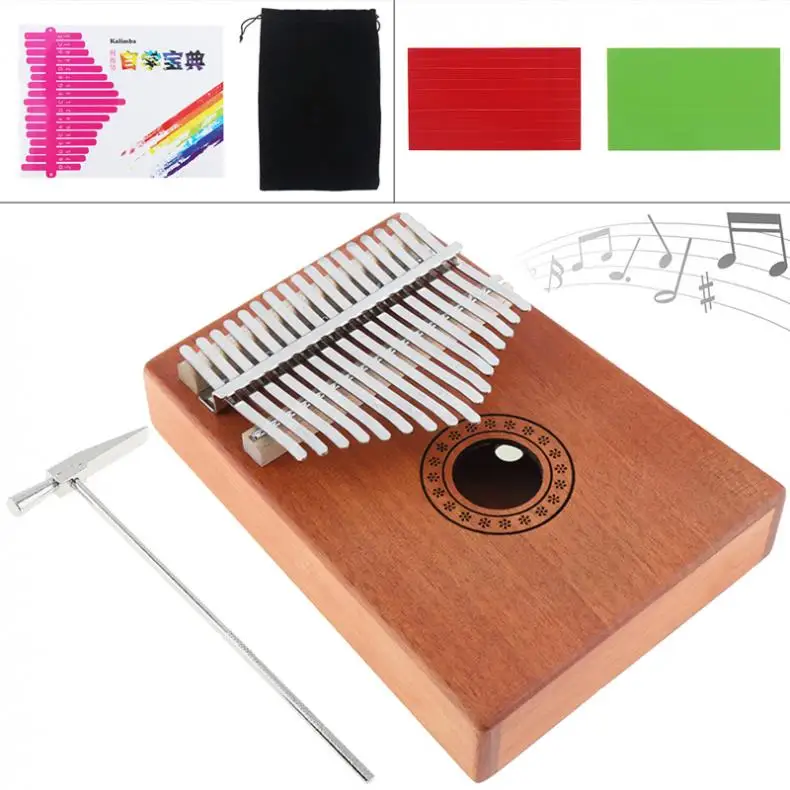 Мини клавиатура Kalimba Mbira с 17 клавишами одной доской из красного дерева полными