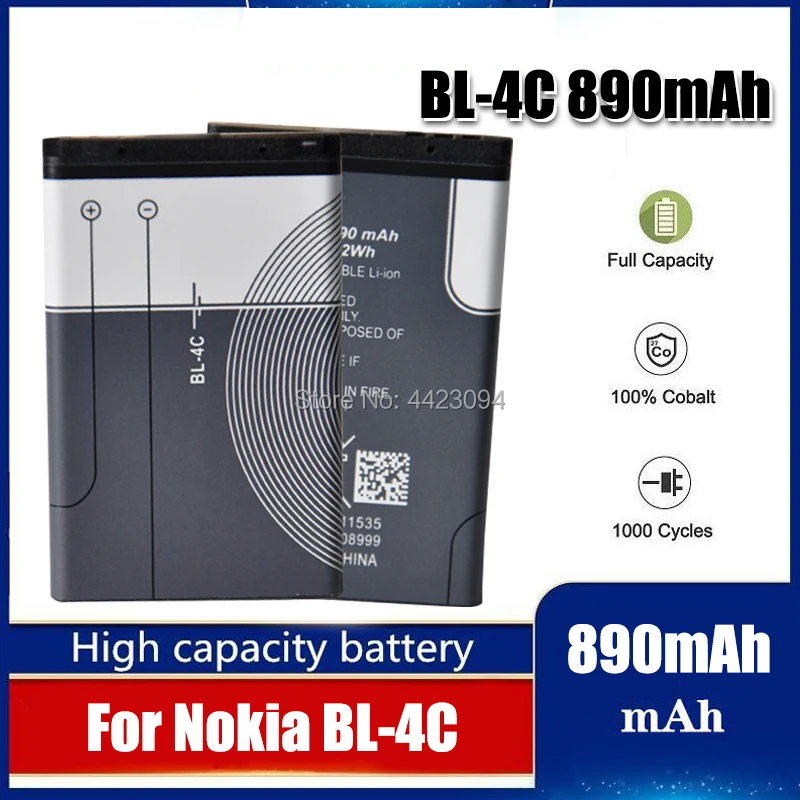 Высокое качество 890 мАч BL 4C BL-4C батарея для Nokia 6100 6125 6136 6170 6300 7705 7200 7270 батарея BL4C