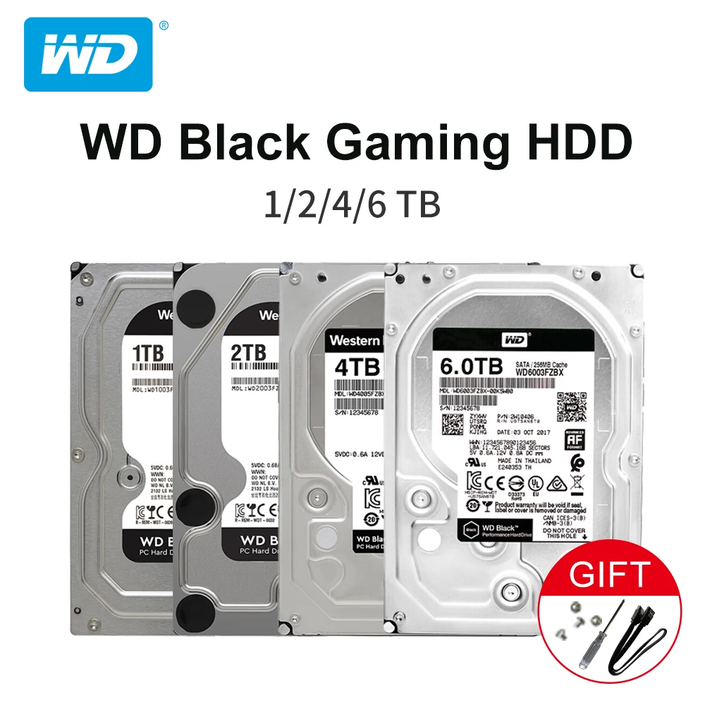 

Western Digital WD Black Gaming Hard Disk Drive 3.5" SATA3 HDD 1TB 2TB 4TB 6TB 8TB 10TB 7200RPM for Desktop 6Gb/s