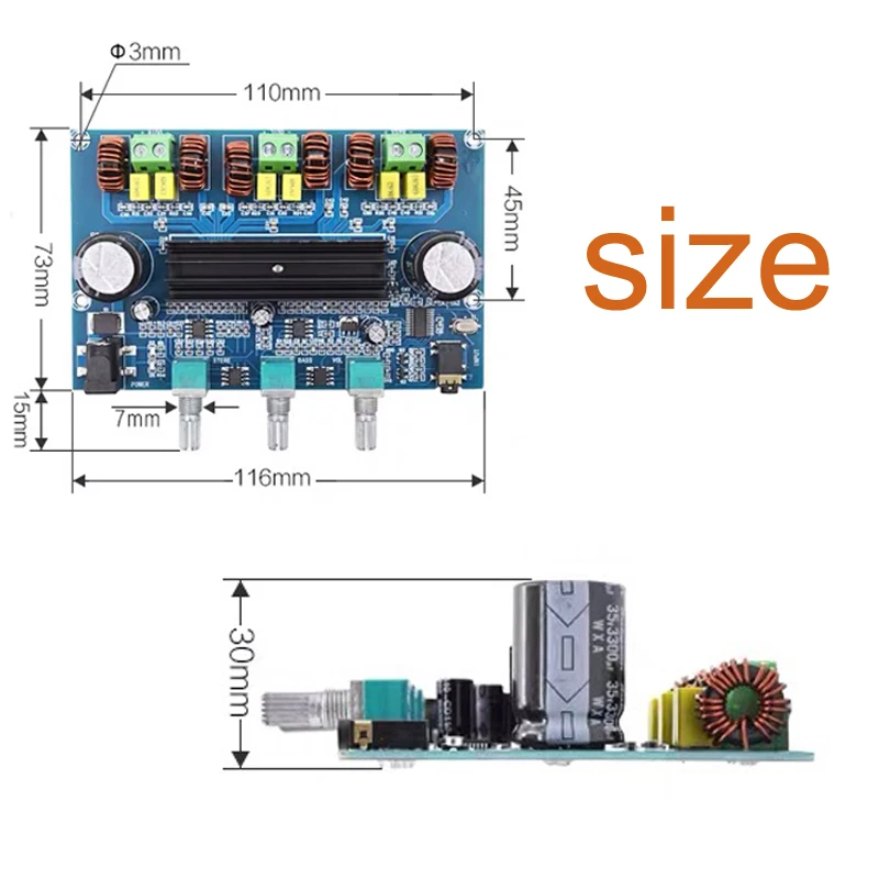 

2*80W+100W Bluetooth 5.0 Power Subwoofer Amplifier Board TPA3116D2 2.1 Channel TPA3116 Audio Stereo Equalizer AUX Class D Amp