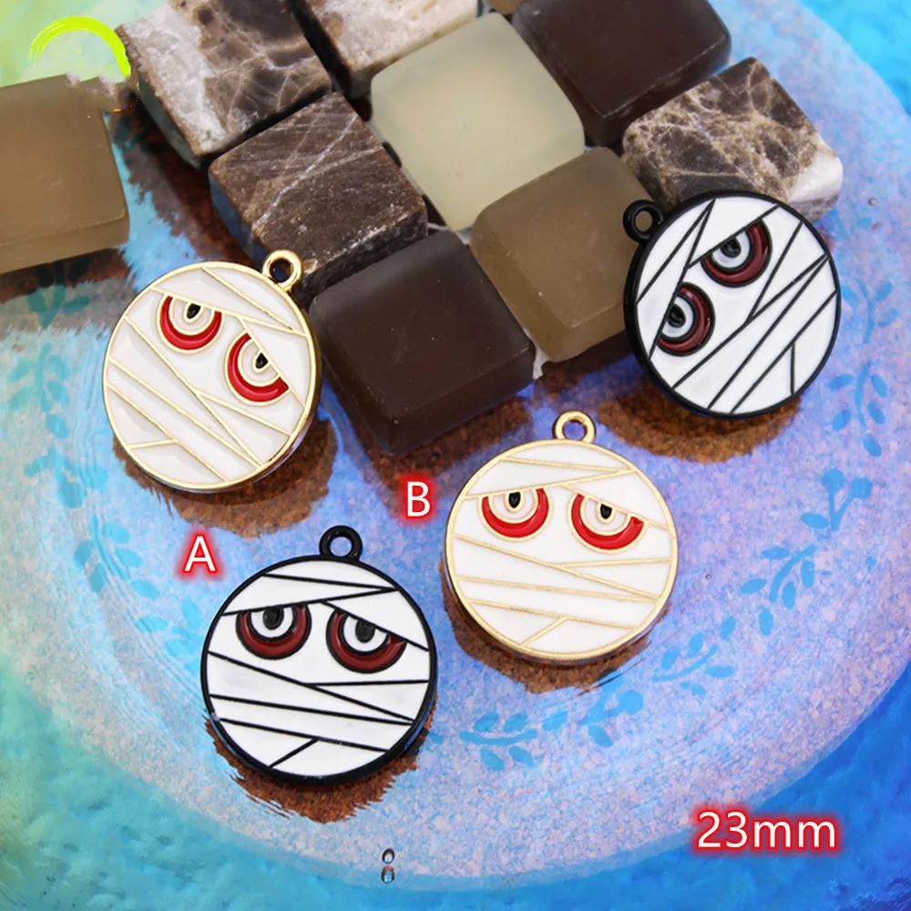 

cute Mummies Charms for Jewelry making Halloween Mummy Enamel Charm Pendant 10pcs Metal Cartoon Pendant diy Halloween Findings