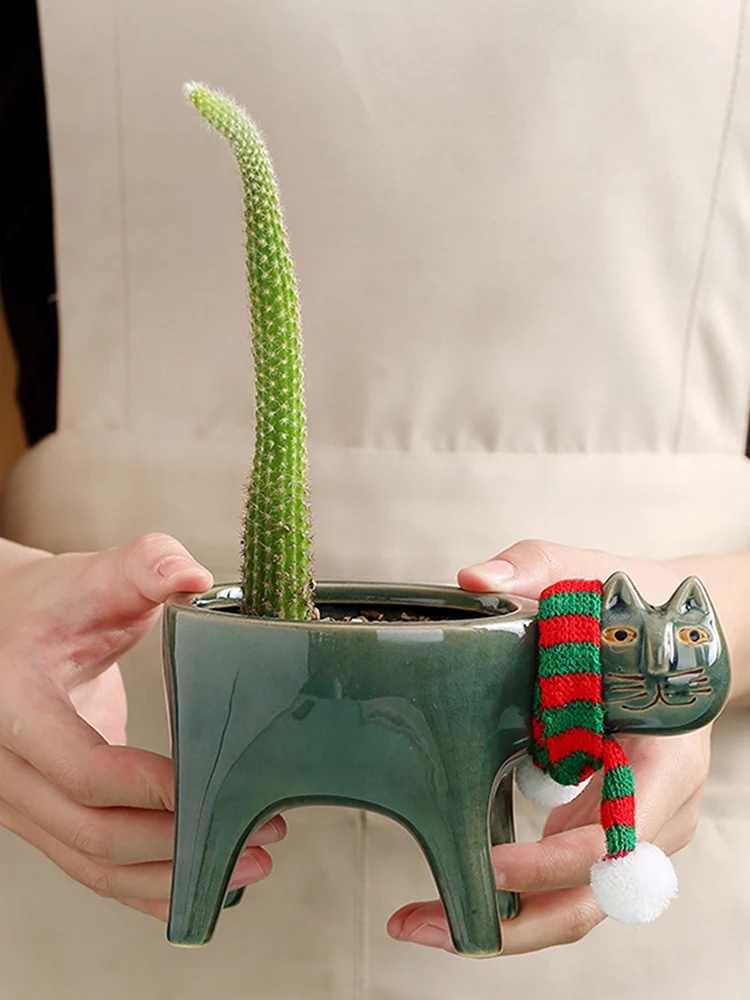 

Керамический цветочный горшок, садовые горшки, красивый цветочный горшок с кошачьим хвостом, керамический цветочный горшок, горшок для мил...