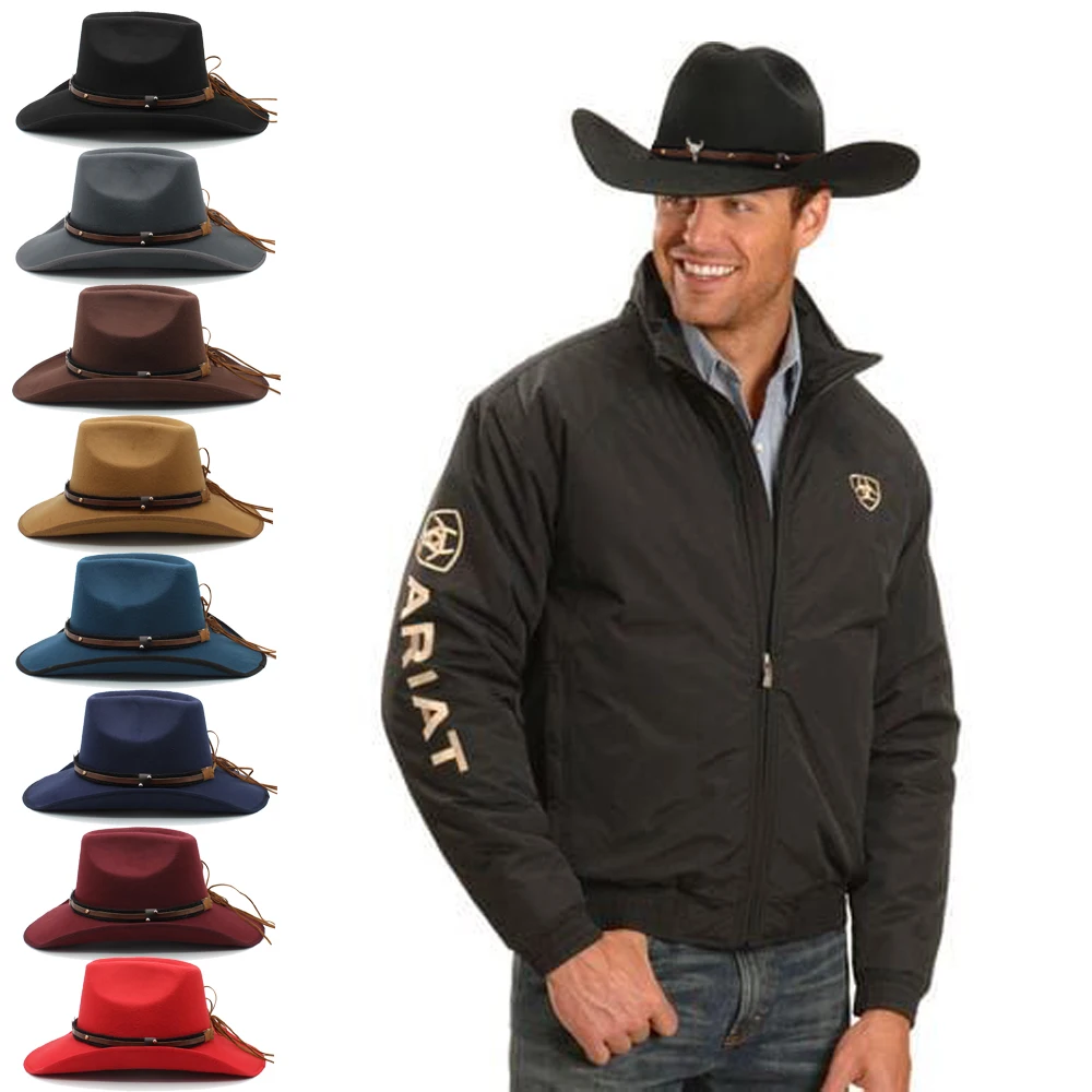 

Men Women Western Cowboy Hats Wide Brim Panama Sunhats Fedora Caps Trilby Jazz Sombrero Outdoor Travel Party Size US 7 1/4 UK L