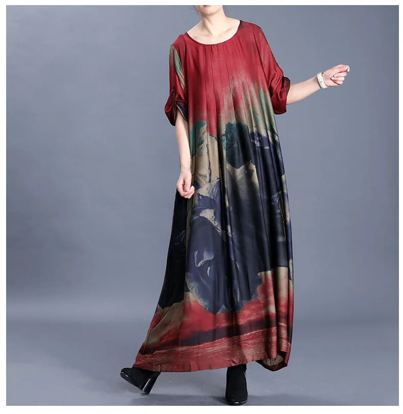 Женские шелковые Платья с цветочным принтом женские платья круглым вырезом и