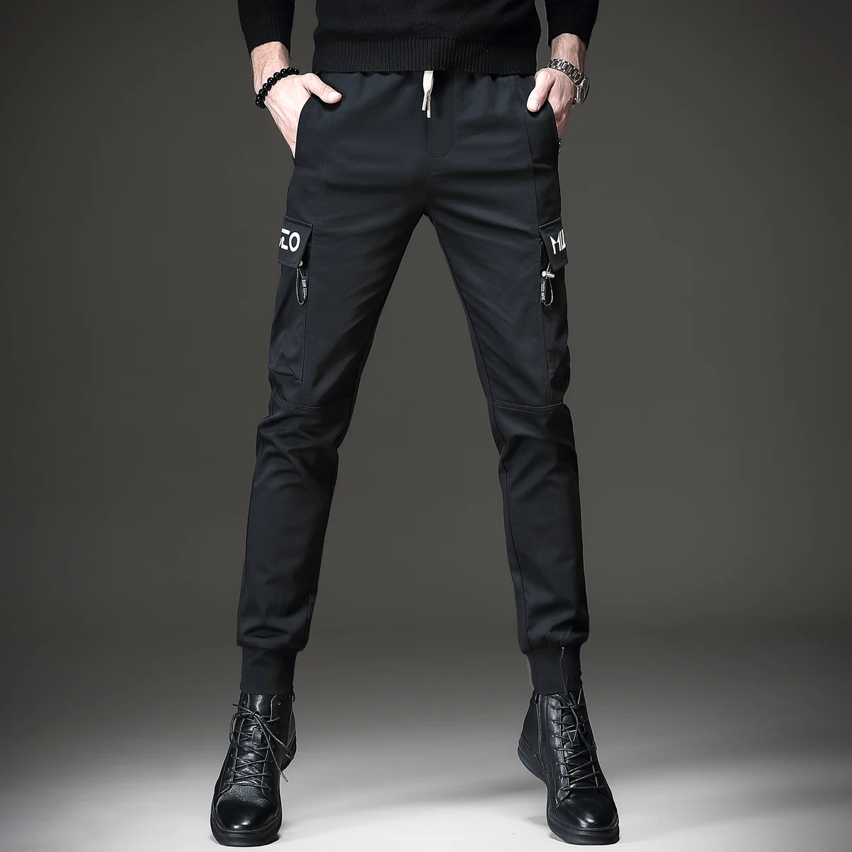 

Winter Men's Plus Velvet Thickening Cargo Pants Streetwear Fashion Slim Sports Casual Pants Pantalon Homme Men Clothing BC50XXK