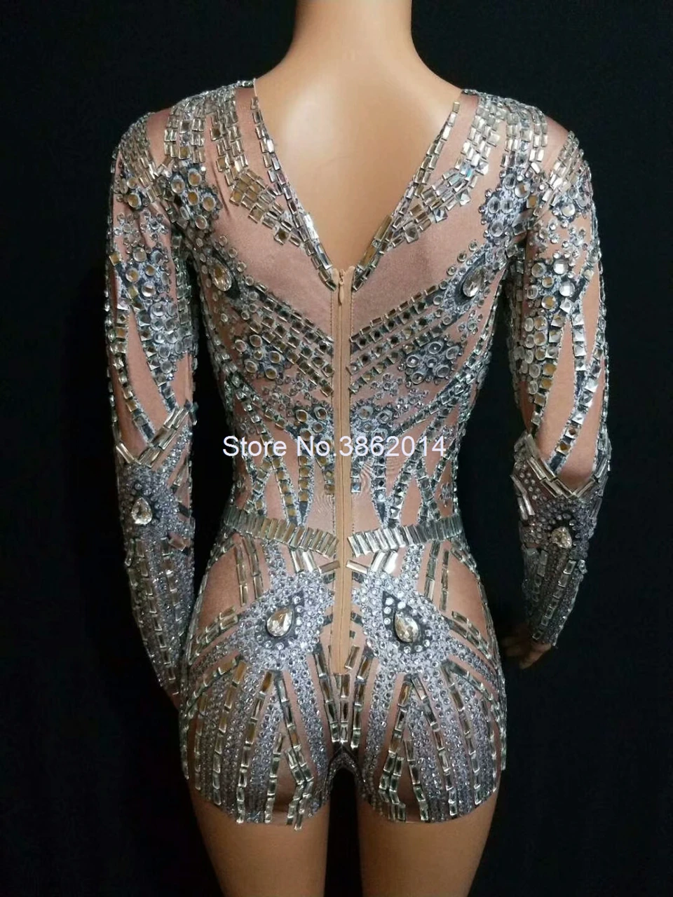 Блестящие Серебряные комбинезоны со стразами женский комбинезон вечерний