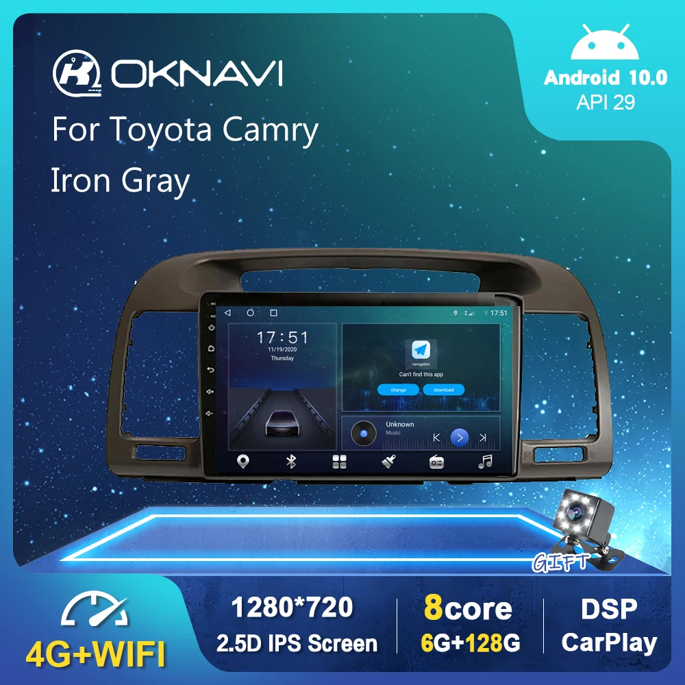 Автомагнитола на Android 10 0 видеоплеер для Toyota Camry 2002 2006 GPS стерео Carplay навигация DSP OBD
