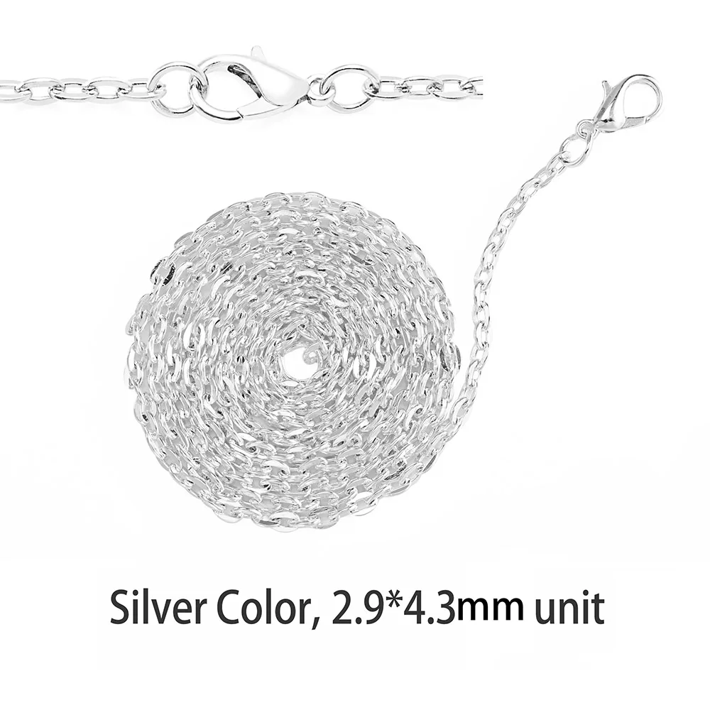 Silver Big 10 шт. посеребренный старинный бронзовый медный O Link длинная филигранная Мужская цепочка на шею навалом крест цепочка ручная работа ювелирных изделий - Цвет: Silver Big