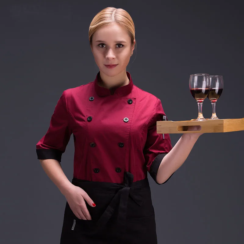 

Chef Jacket for Women Kitchen Cook Coat Hotel Work Clothes Restaurant Food Service Waitress Uniform