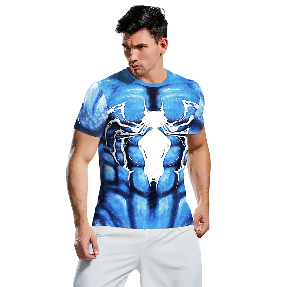 Популярная мужская футболка с коротким рукавом 3D принтом молнией уникальная