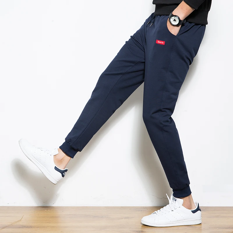 Брюки мужские спортивные хлопковые повседневные Прямые Штаны шаровары для бега