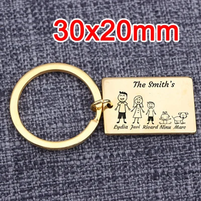 30x20mm-Gold Индивидуальный брелок с именем, персонализированные Семейные брелки с надписью «Love Dad Mom», подарок для родителей, детей, домашних животных, семейные брелки на любом языке, Porte Clef - Цвет: 30x20mm-Gold