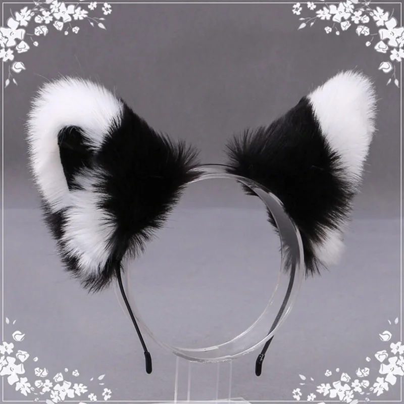 1PC Realistic Furry Animal Cat Ears Headband Lolita Cute Faux Fur Anime Hair Hoop Halloween Cosplay Party Headpiece