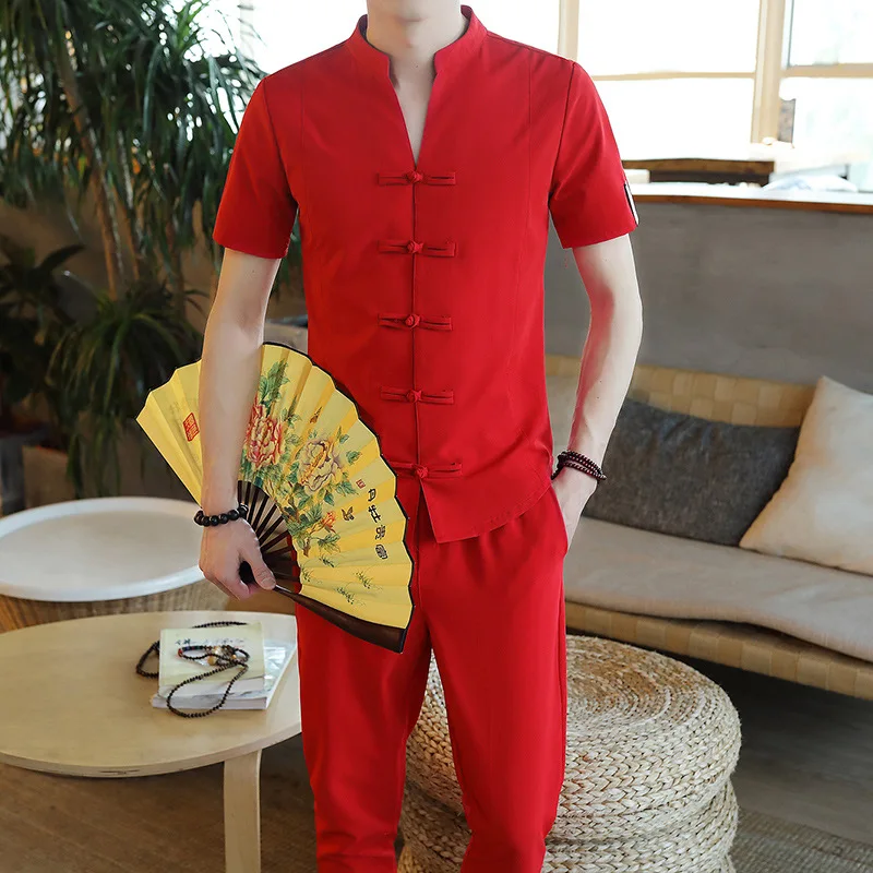 2019 комплект из 2 предметов новый летний Модный повседневный мужской костюм с