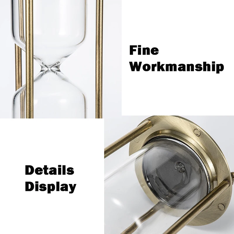 european retro decorative frame home living room office desktop decoration metal empty sandglass holder sand clock timer free global shipping