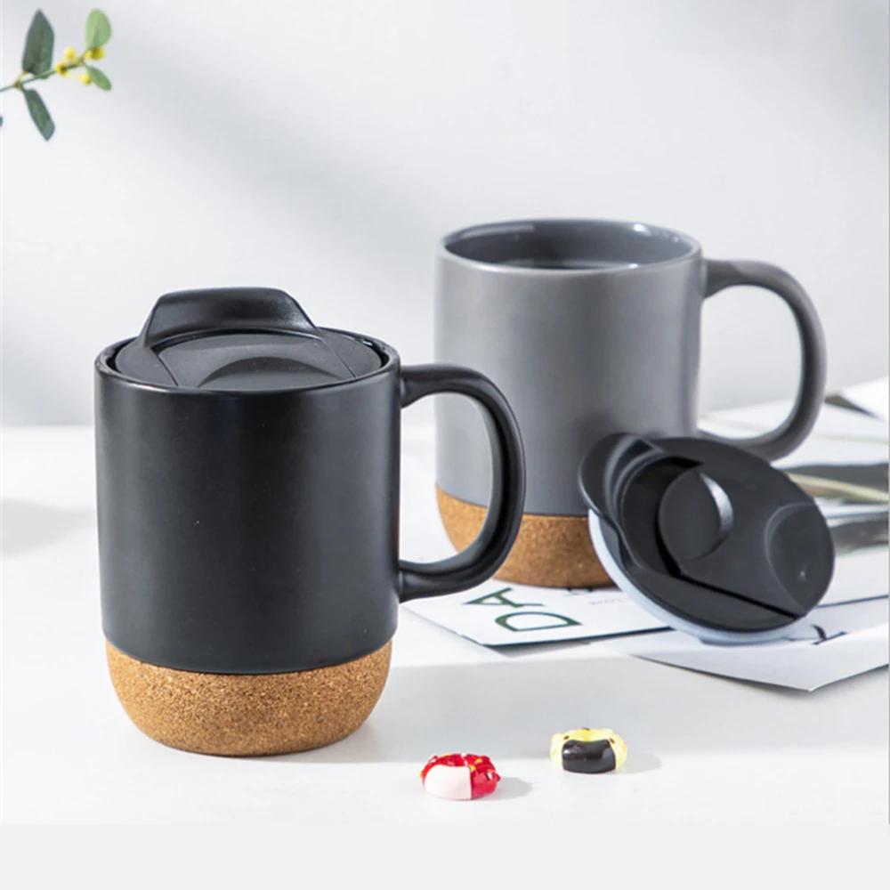 

Bone China Tea Cup Ceramic Coffee Beer Cups Couple Milk Eco-Friendly Cork Bottom With Lid Watercup Home Office Drink Mugs