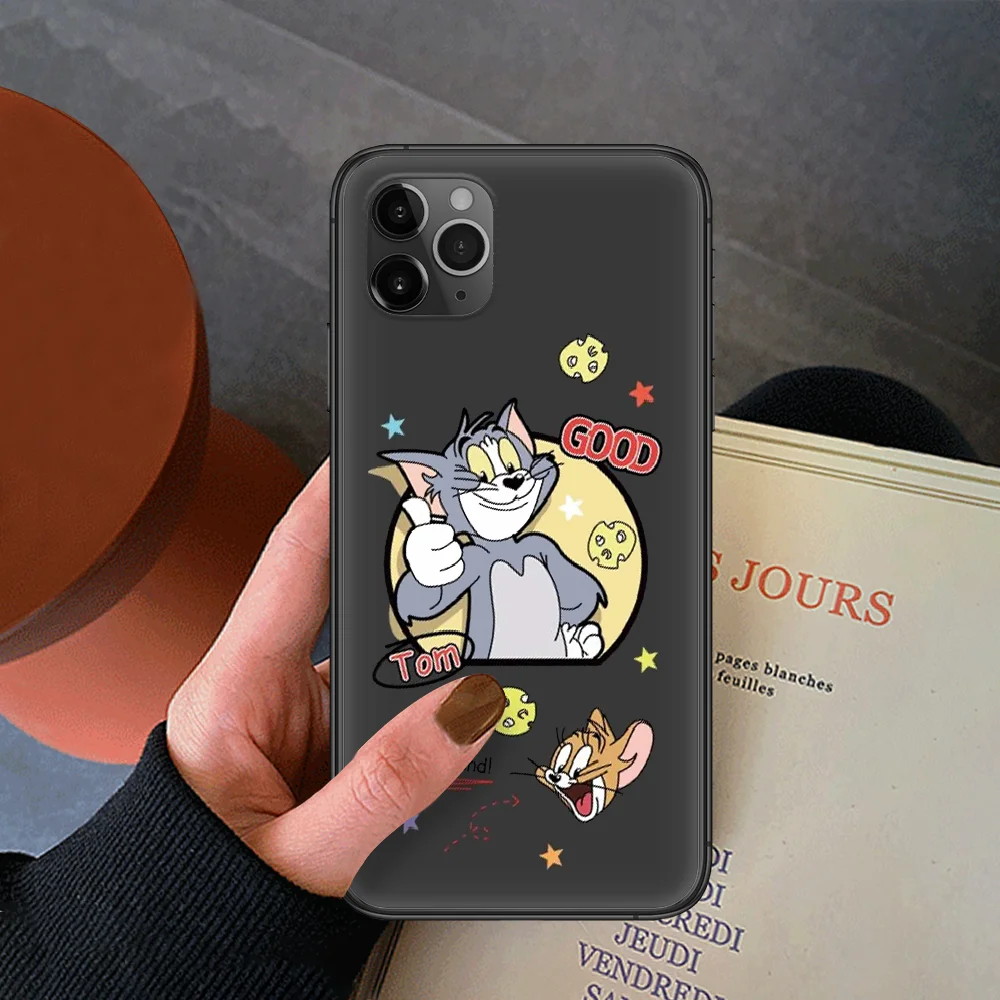 

Cat And Mouse Tom Jerry Phone Case For Iphone 4 4s 5 5S SE 5C 6 6S 7 8 Plus X XS XR 11 12 Mini Pro Max 2020 black Cover Soft