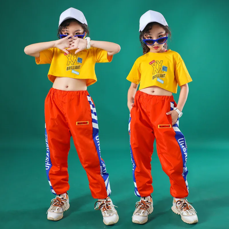 

Girls Fashion Jazz Dance Costume Kids Hiphop Street Dance Stage Rave Outfit Practice Dance Wear Performance Clothing 2 Pcs Set