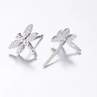 Серьги-гвоздики в виде животных, летающих стрекоз, бабочек, птиц, перьев, маленькие украшения для женщин и детей