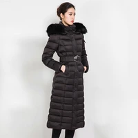 winter women coat fashion windproof long outwear parkas natural fox fur collar white duck down thick warm female overcoat luxury