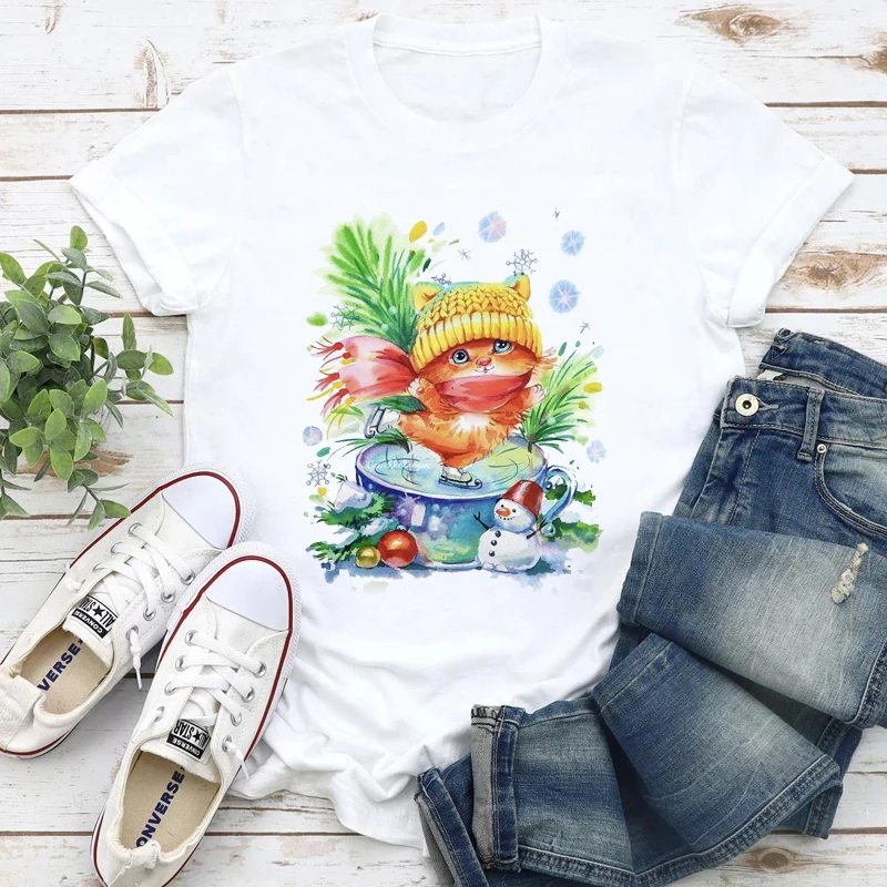 

Ladies T-shirt Summer Cartoon Funny Animal Print Pattern Short Sleeve Fashion Streetwear Ladies Top XL 3XL