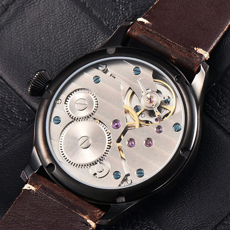 Мужские механические часы Bernis PARNIS 44 мм черная циферблат светящаяся указка 6497 с