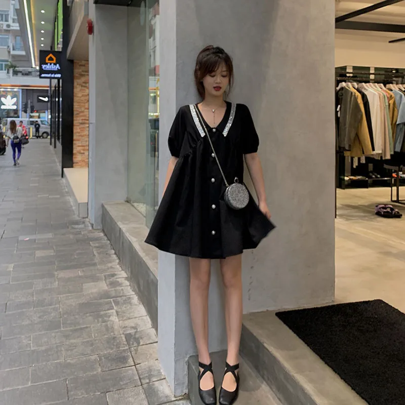 

Plus size women's dress 2021 fashion new fairy solid color temperament fat MM was thin a-line popular summer dress #602