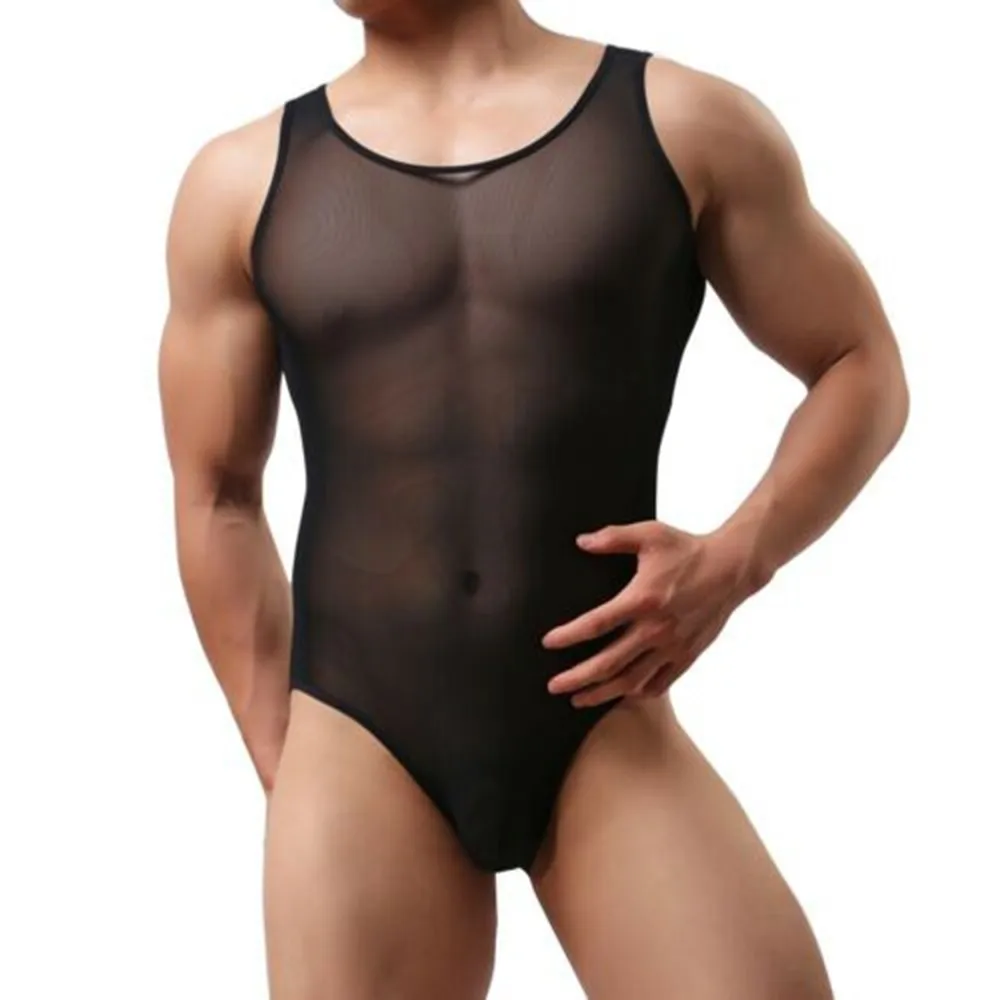 

Leotard Men Transparent Mesh Wrestling Singlet Fishnet Bodysuit Mans Undershirt Bodycon Jumpsuits Man Bulge Pouch Underwear