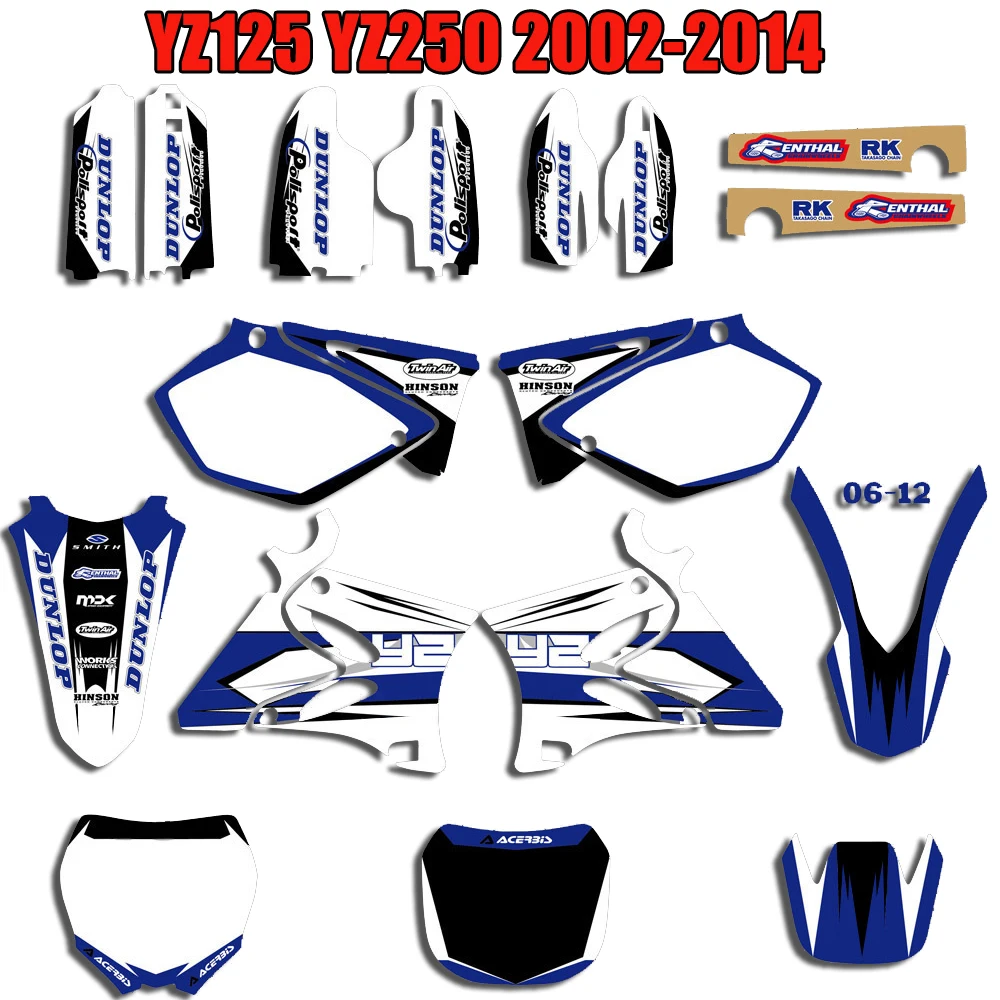 Команда Графика Фоны наклейки комплект для Yamaha YZ125 YZ250 YZ 125 250 1996- 1997 1998 1999 2010 2011 2012 2013 - Цвет: 0007
