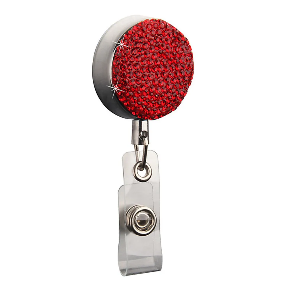 

Rhinestone Retractable Holder Keychain Nurse ID Card Clip Hospital Badge Holder Work Badges Accessories Officer Daily Use