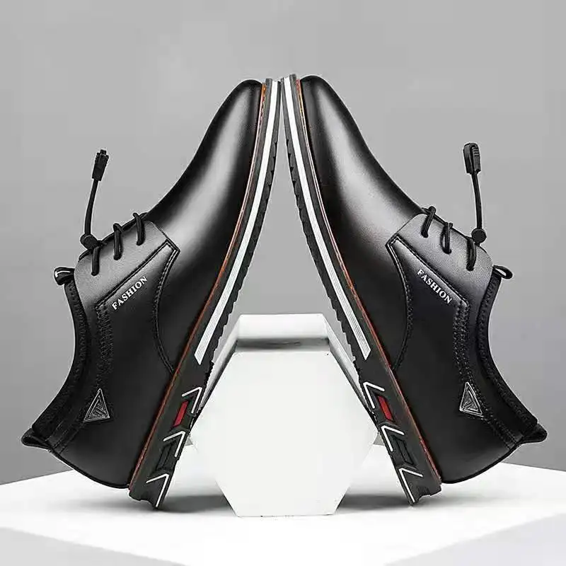 

Men's Fashion Lace Up Business Dress Oxfords Solid Wedding Office Shoes Mens Pointed Toe Casual PU Leather Shoes Males Flats