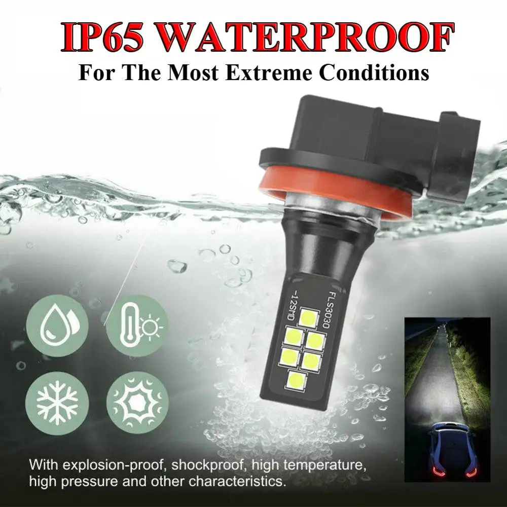 2 шт. H8 H11 светодиодный Противотуманные фары Дневные Фары Светильник Canbus лампа 6000K