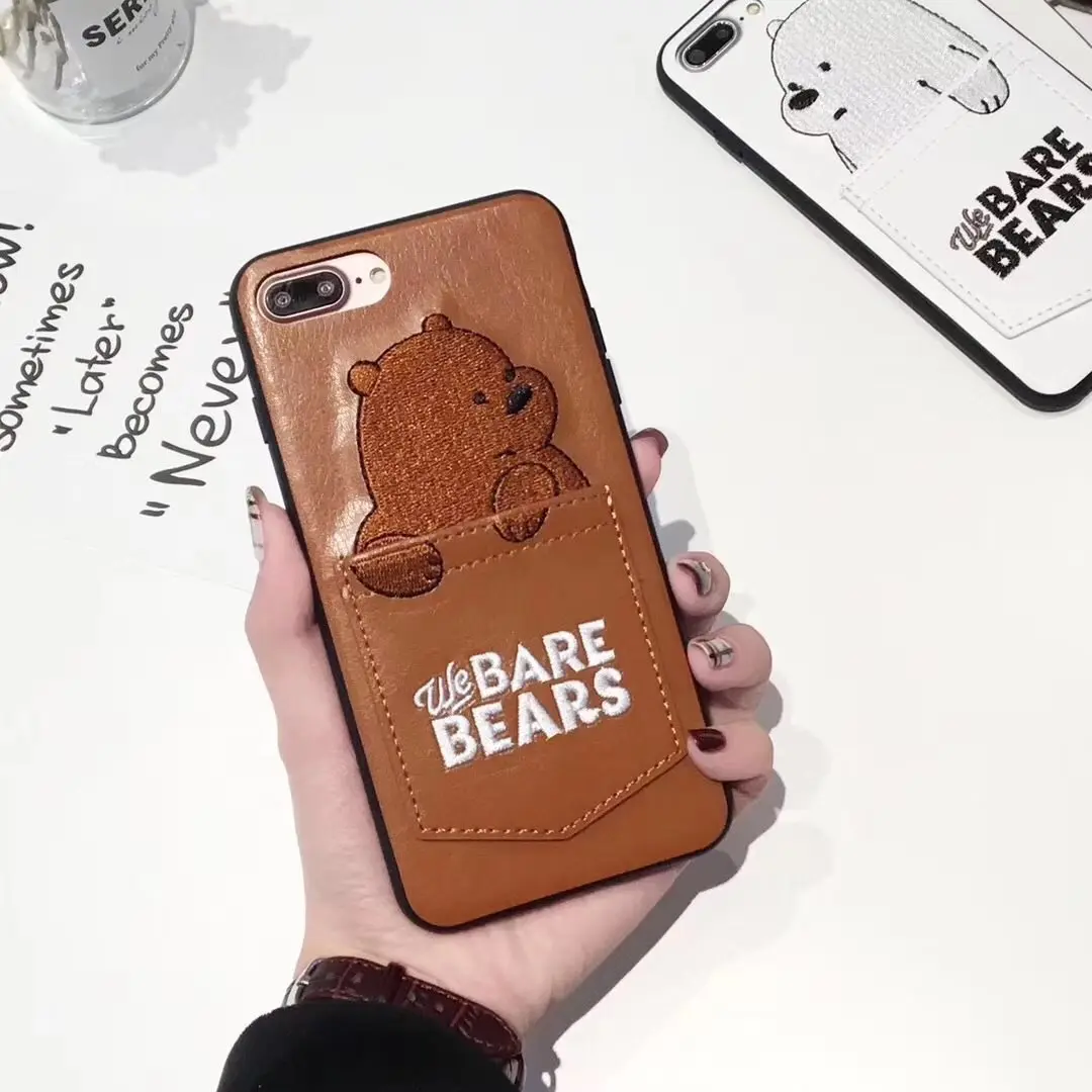 Милый Карманный кожаный чехол с голыми медведями для iPhone 6s чехол из ТПУ с карманом для карт для iPhone 6 6s 7 8 Plus Xs XR XS Max Coque Fundas
