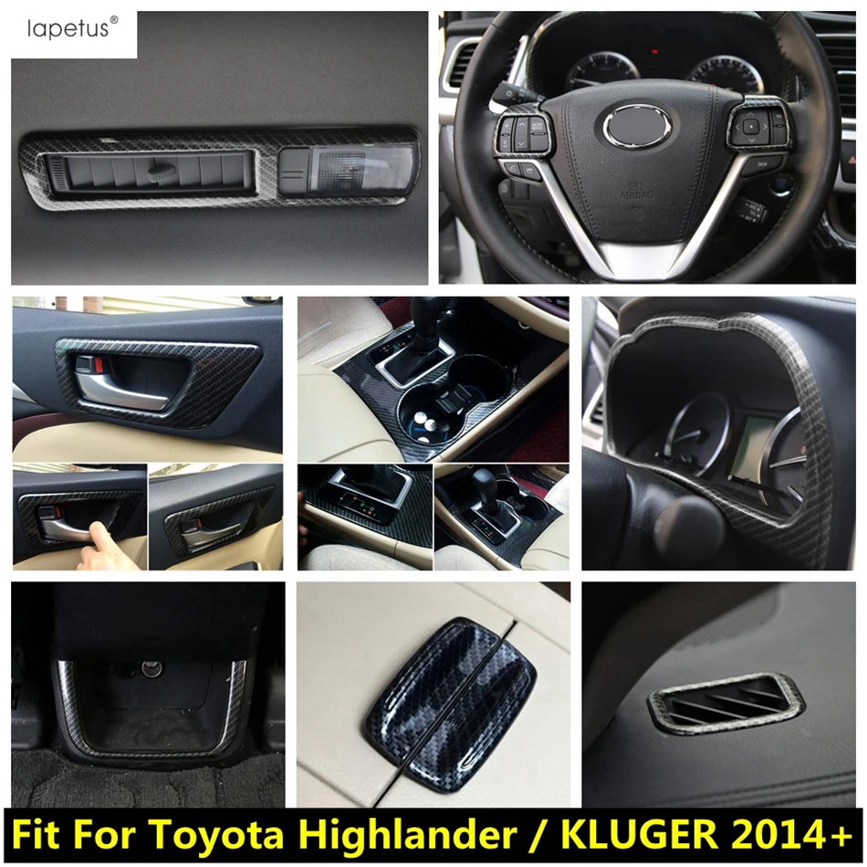 

Roof Air AC Outlet Vent / Steering Wheel Frame / Armrest Box Switch Panel Cover Trim For Toyota Highlander / KLUGER 2014 - 2019