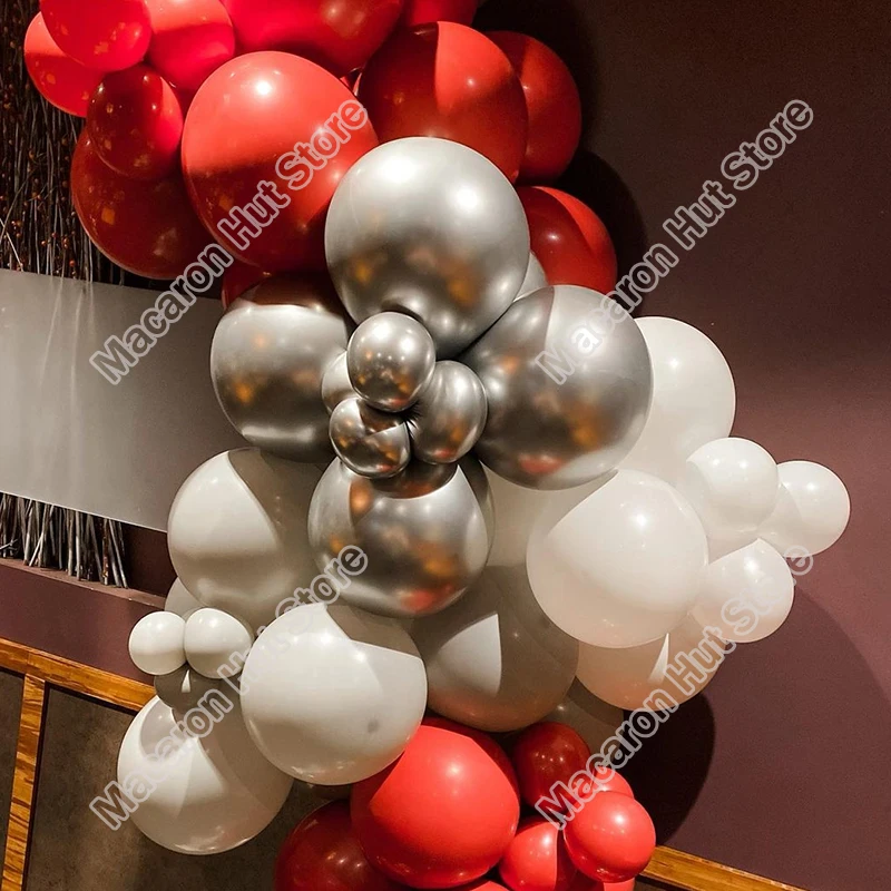 Fondo de 125 piezas para fiesta de cumplea&ntilde;os, Macaron gris, boda, Baby Shower, bricolaje, mesa de cena de vacaciones, globo blanco, arco de guirnalda-5