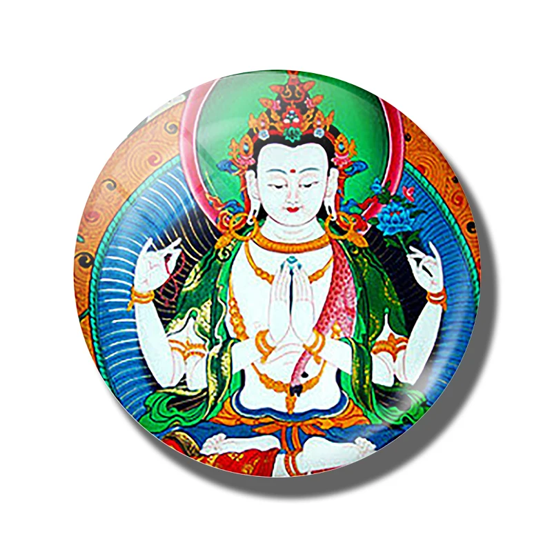 PACK OF 1 Ганеша магнит на холодильник Сувенирный буддизм, Будда Шакьямуни Индийский Бог Шива Йога Ом 30 мм стекло кабошон, магнитные наклейки на холодильник - Цвет: PACK OF 1