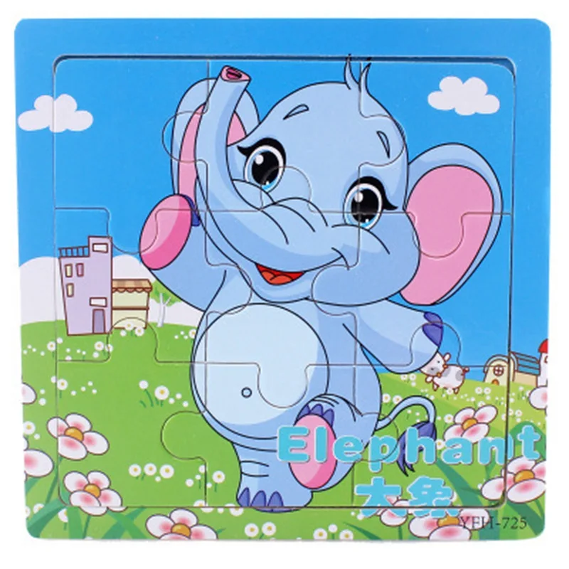 MP198 Серия животных мультяшный пазл слон деревянная головоломка Развивающие
