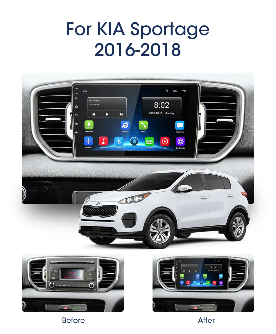 " 2 DIN Android Автомагнитола для KIA Sportage 4 QL KX5- RDS DSP Авто Аудио 2 ГБ+ 32 ГБ сенсорный экран gps навигатор+ рамка