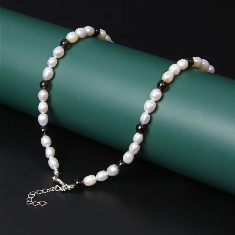 Белый жемчуг бисерные ожерелья натуральный овальные Quartzs Клубника Кристаллы