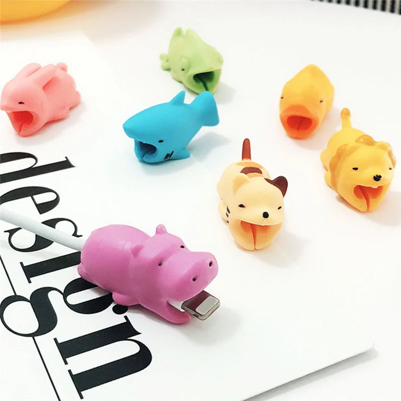 

1pc cute animal USB charger cable protector for Iphone Android USB cartoon anti-breaking data cable protector toy gift