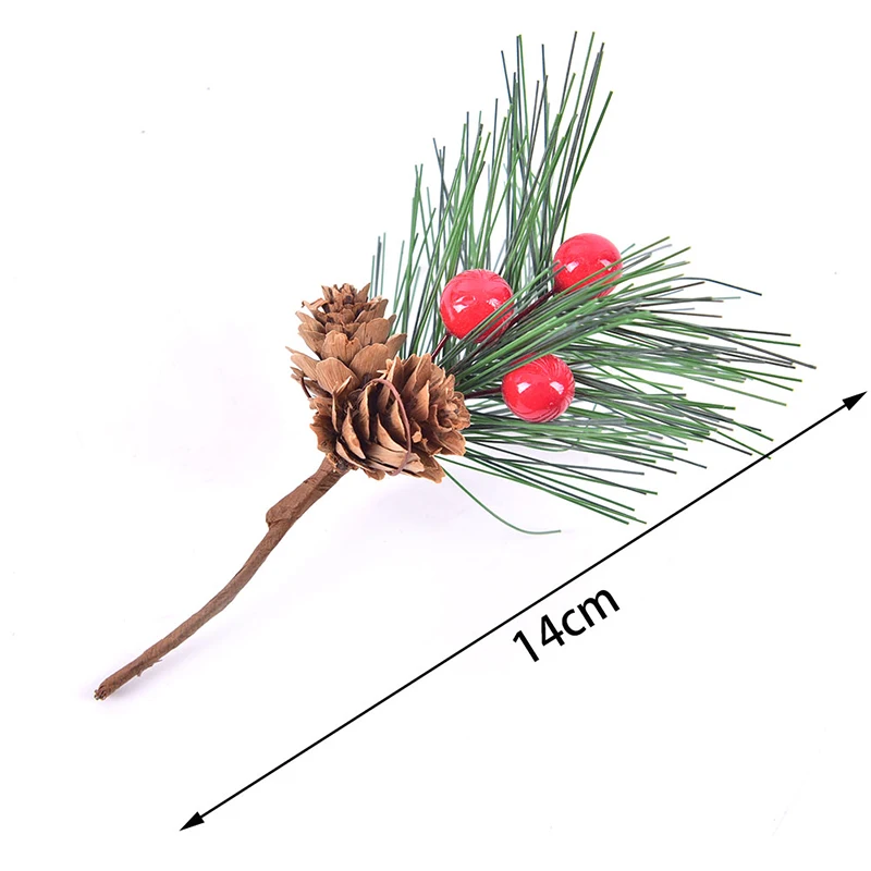 

2020 New Artificial Flower Red Christmas Berry And Pine Cone With Holly Branches Christmas Decoration for Home Floral Decor