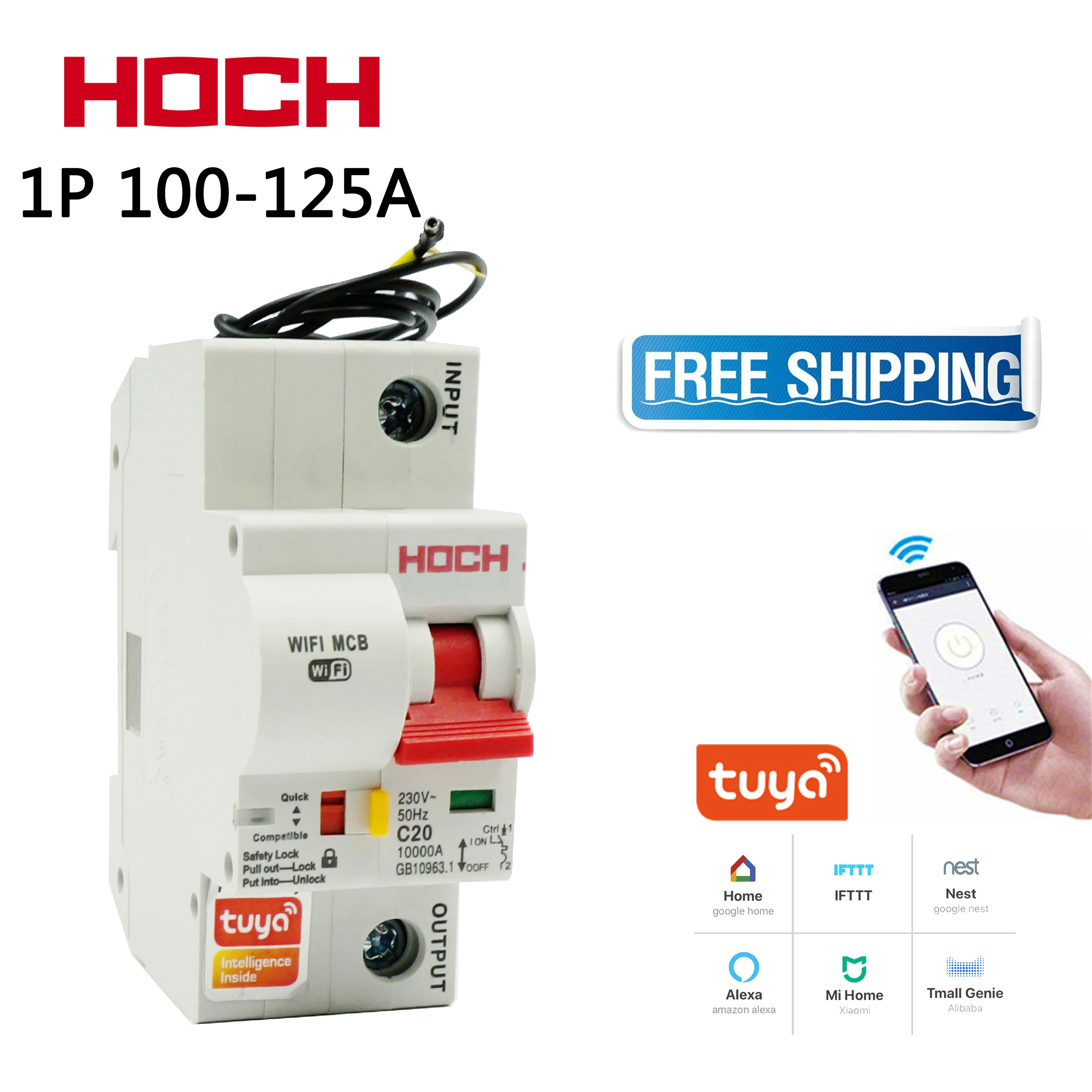 HOCH Tuya 1P WiFi автоматический выключатель заводской с дистанционным управлением