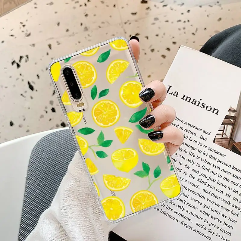 

lemon Phone Cases Transparent for Samsung A71 S9 10 20 HUAWEI p30 40 honor 10i 8x xiaomi note 8 Pro 10t 11