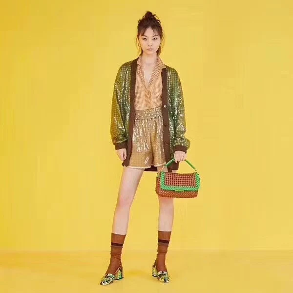 

New BW19681 beauty volunteers summer dress recreational style lines sequins v neck loose cardigan coat can customized big size