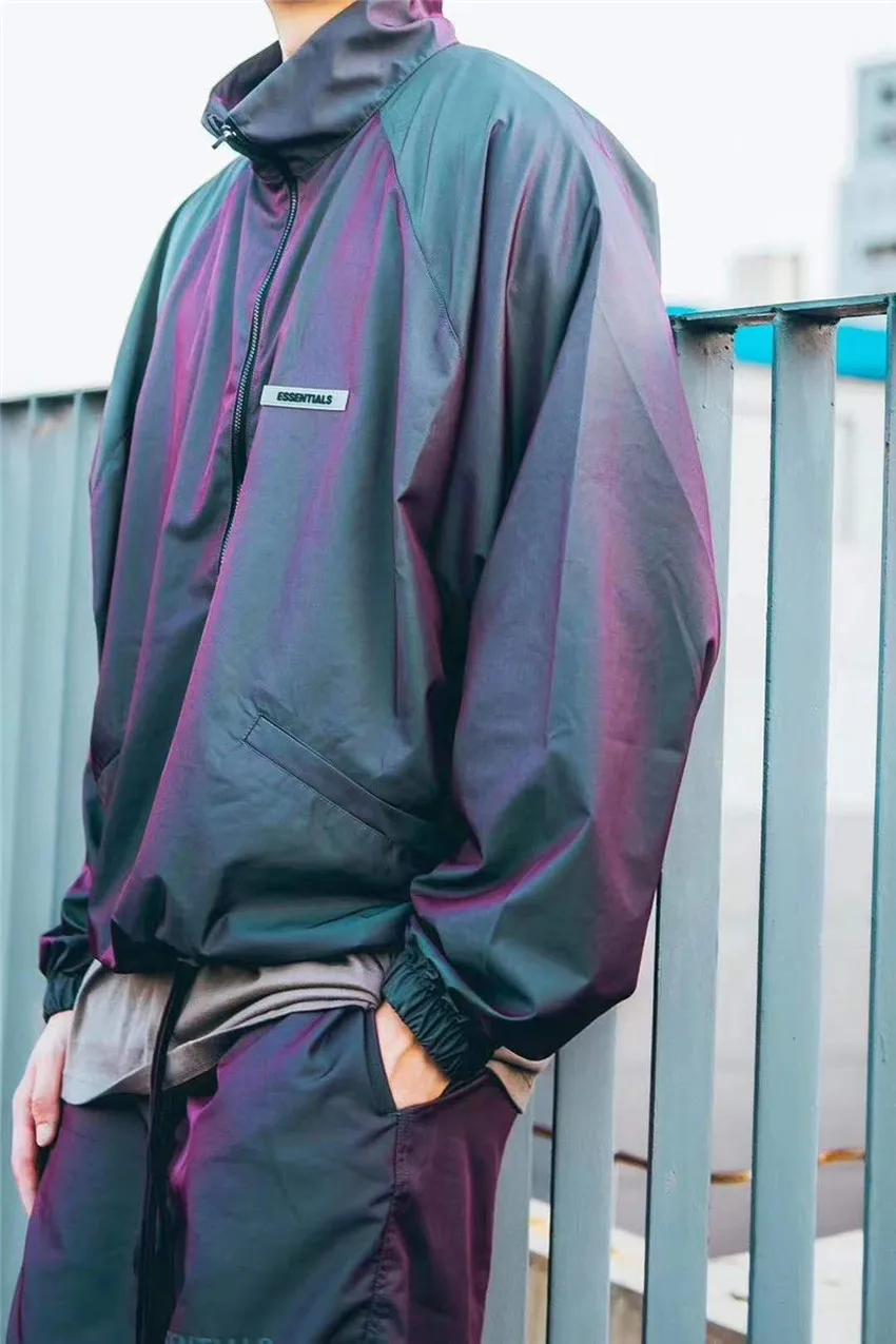 

New arrived FOG Essentials Jacket Men Women 1:1 High-Quality Windbreaker Half zipper colorful Ribbon Essentials Jacket