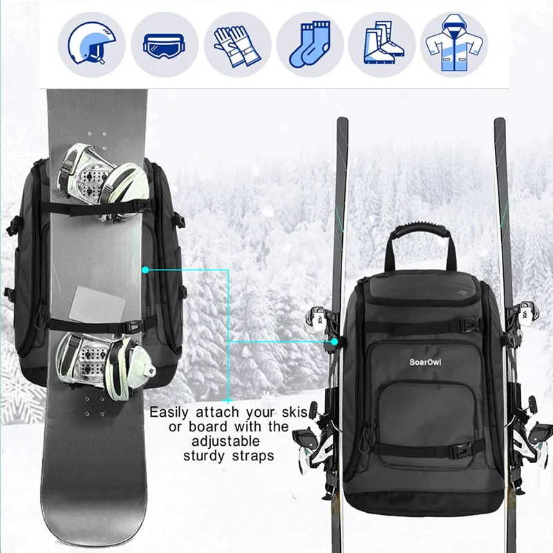 

50L High-Capacity Ski Backpack Nylon Waterproof Wear-Resistant Can Be Installed Ski Boots,Helmets Goggles Clothing ski board